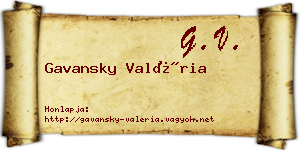 Gavansky Valéria névjegykártya